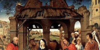 El buey y la mula ante el misterio La adoración de los Reyes Magos de Rogier van der Weyden (Museo del Prado)
