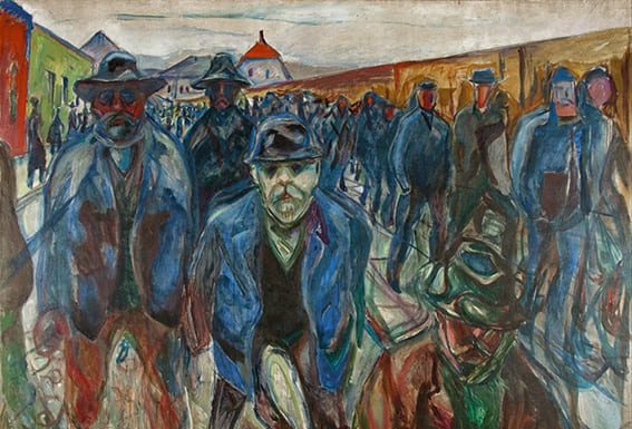 A cualquier cosa le llamamos «En marcha» Trabajadores hacia su casa. Edward Munch