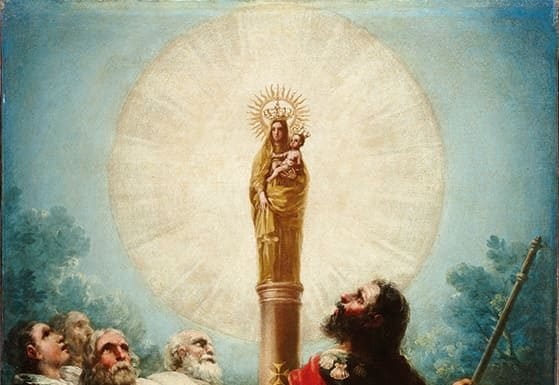 12 de octubre: festividad de la Virgen del Pilar Cuadro de Francisco de Goya, El apóstol Santiago y sus discípulos adorando a la Virgen del Pilar, 1775-1780.