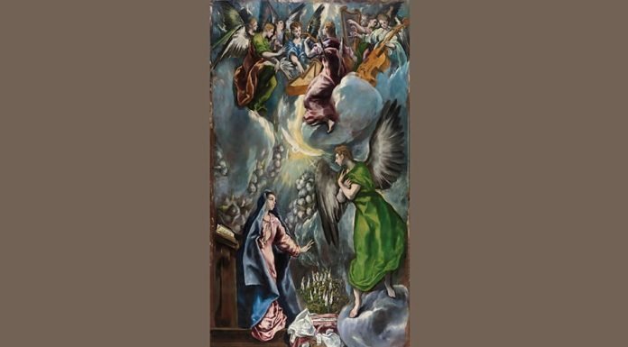 Razón del nuevo año santo 2025 La Anunciación, (1597-1600) Domenicos Theotocopoulos —el Greco—. Pintura al óleo sobre lienzo; 315 x 174 cm. Museo del Prado.