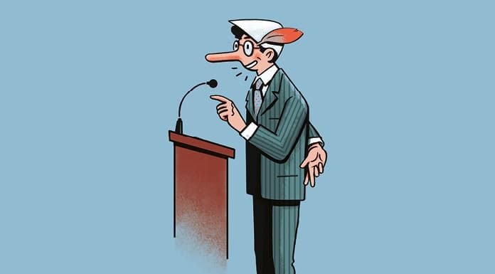 ¿Qué es la verdad? Ilustración que representa cómo las mentiras repetidas se convierten en aparentes verdades en la sociedad actual.