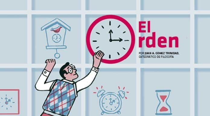 El orden Ilustración de una persona ordenando una casa como símbolo de equilibrio y organización en la vida.