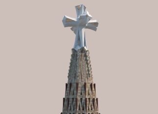 Una catedral para tiempos ávidos de luz Recreación de la torre de Jesucristo en la Sagrada Familia diseñada por Antoni Gaudí