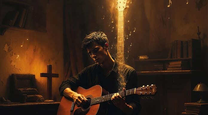Afinados por el maestro Cantante interpretando música católica, símbolo del músico que se deja afinar por Dios para poner su voz al servicio del evangelio