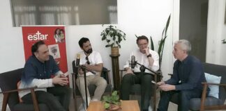 Javier Lorenzo, Javier Segura, David Santafé y Javier F. Lorca durante la charla sobre musicales y evangelización