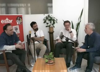 Javier Lorenzo, Javier Segura, David Santafé y Javier F. Lorca durante la charla sobre musicales y evangelización
