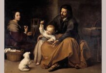 La raíz de la felicidad de la Sagrada Familia Pintura de la Sagrada Familia del Pajarito por Bartolomé Esteban Murillo, dominio público