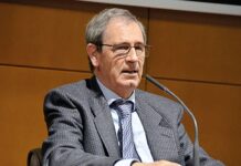 VII Junta Mayor del instituto secular Cruzados de Santa María Primer plano de José Javier Lasunción durante una charla tras su elección como director general de los Cruzados de Santa María