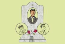 ¿Cómo me recordarán los demás? Dibujo de una lápida con dos opciones sobre cómo ser recordado, ilustración de José Miguel de la Peña